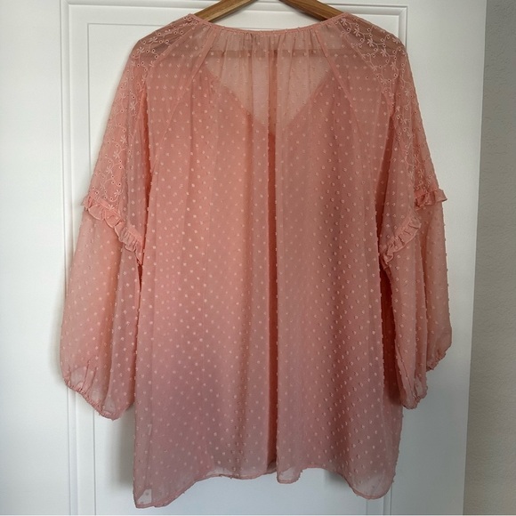Est. 1946 Flowy Boho Pink Polka Dot Floral Tunic Top - Picture 2 of 7